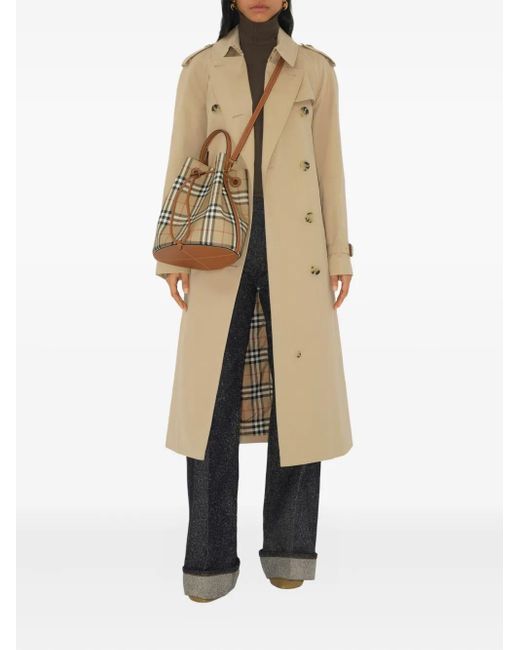 Burberry Natural Small Check Bucket Bag