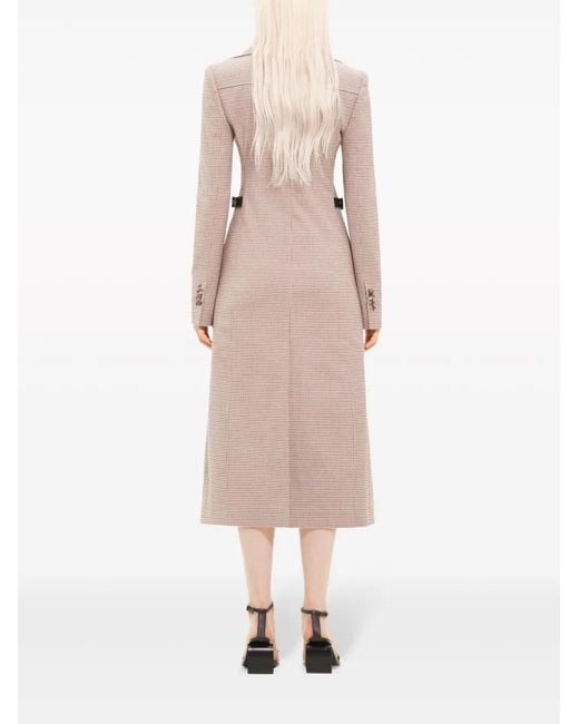 Courreges Natural Checked Wool Long Coat