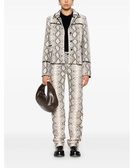 MARINE SERRE Natural Python-Print Trousers