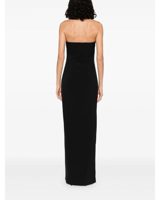 Elisabetta Franchi Black Jewel-Detail Crepe Maxi Dress