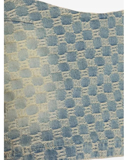 M I S B H V Blue Monogram-Pattern Mini Skirt