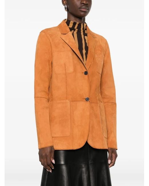 Desa Nineteenseventytwo Orange Suede Blazer