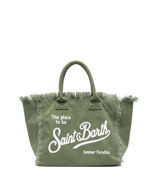 Mc2 Saint Barth Green Vanity Frayed-Edge Tote Bag