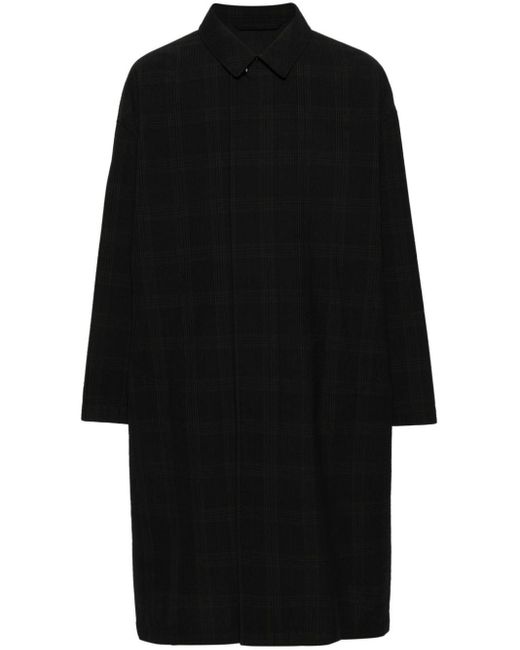Lemaire Black Checked Wool Coat for men