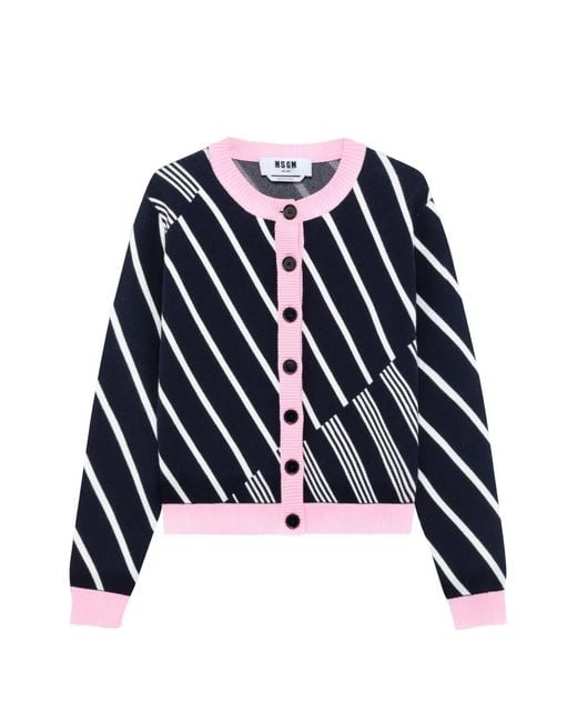 MSGM Blue Button-Up Cardigan
