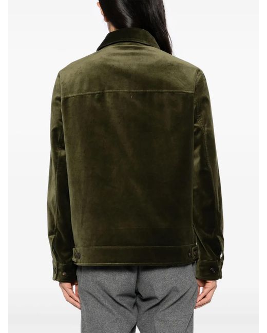 MAN ON THE BOON. Green Velour Multi-Pockets Jacket for men