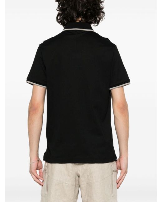 Paul & Shark Black Logo-print Piqué Polo Shirt for men