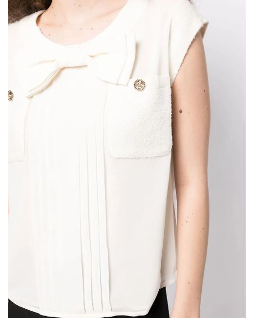 Edward Achour Paris White Bow-Detail Top