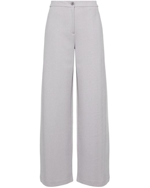 Emporio Armani White Chevron-stitch Straight-leg Trousers