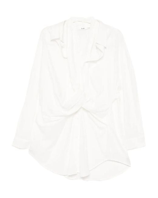 B+ AB Blouse Met Gedraaide Voorkant in het White