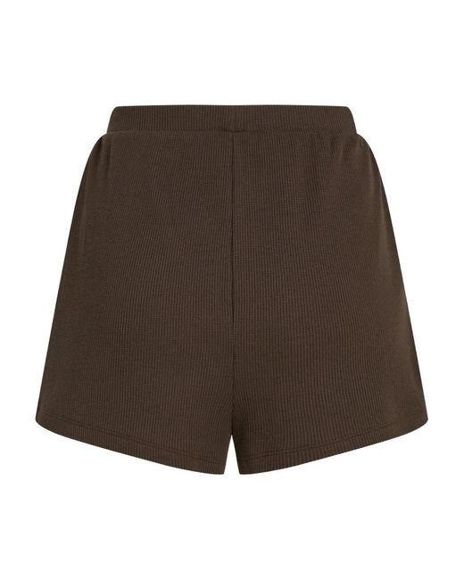 Karl Lagerfeld Brown Waffle Logo Embroidered Shorts