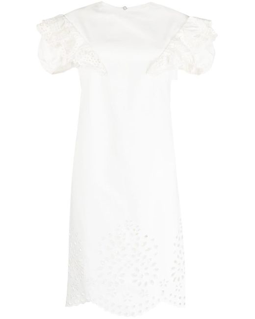 Sportmax White Open-knit Shift Midi Dress