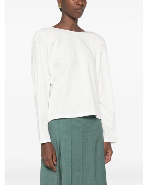 ViCOLO White Draped-Back Blouse