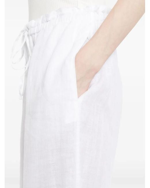 James Perse White Drawstring Linen Trousers