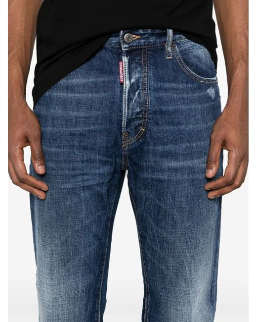 DSquared² Blue 642 Mid-Rise Straight-Leg Jeans for men
