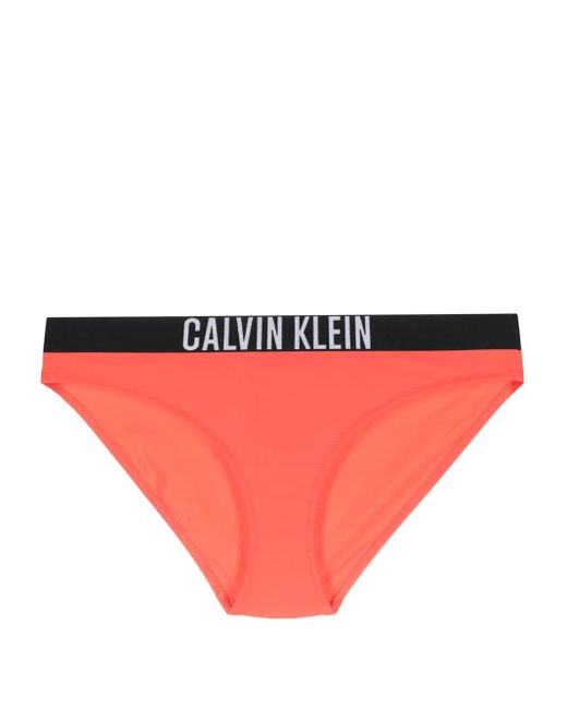 Calvin Klein Red Logo-Waistband Bikini Bottoms
