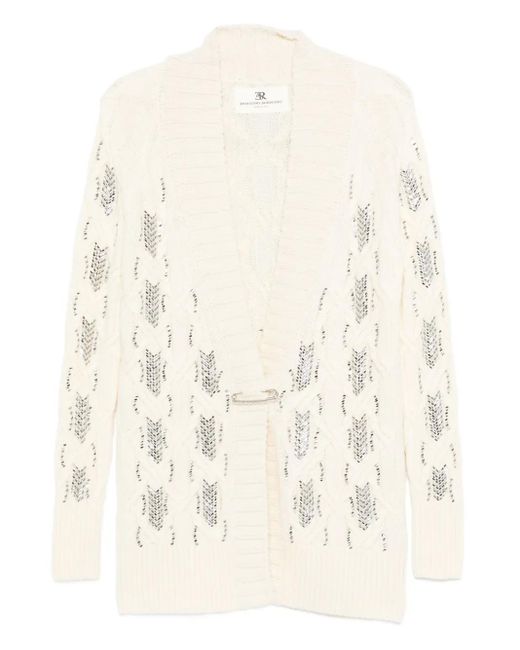 Ermanno Scervino Natural Open-Knit Cardigan With Textured Pattern And Relaxed Fit