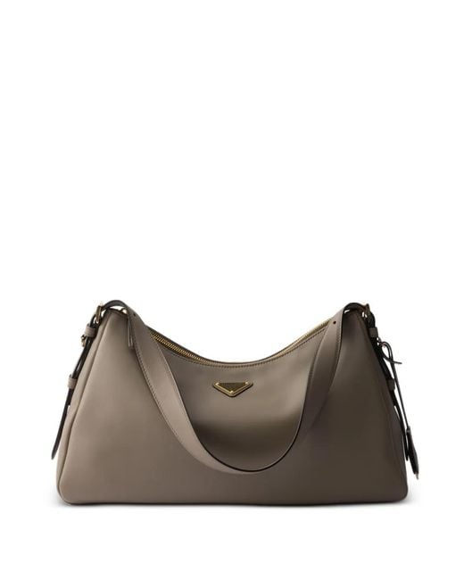 Prada Brown Aimee Large Leather Shoulder Bag