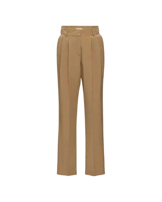 Magda Butrym Natural Pleated Straight-Leg Trousers