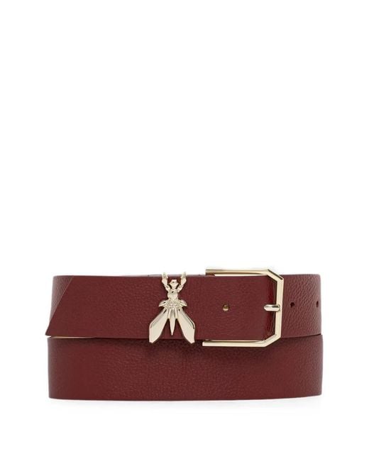 Patrizia Pepe Purple Fly-Plaque Pebbled-Leather Belt