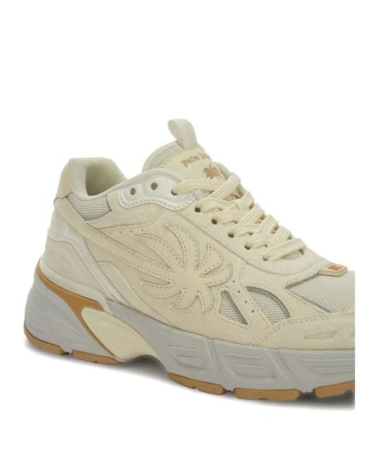 Palm Angels White The Palm Runner Leather Sneakers