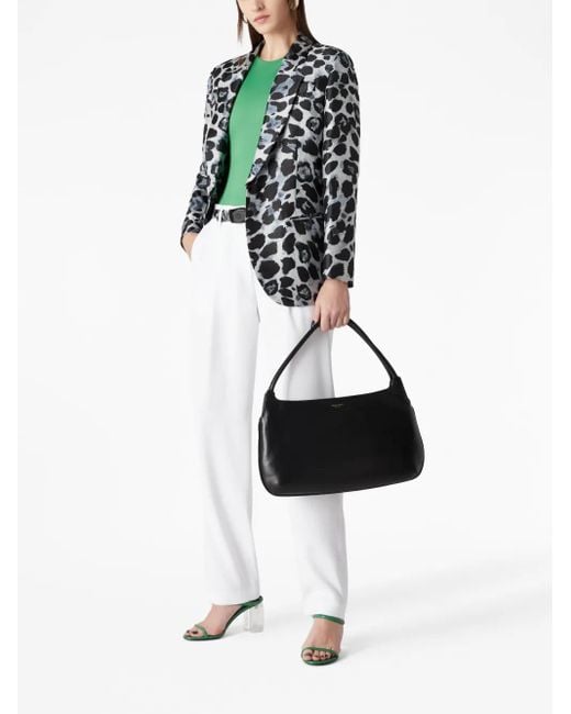 Giorgio Armani Black Single-Breasted Leopard-Pattern Blazer