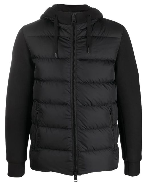 Herno Black Hooded Hybrid Down-Padded Jacket for men