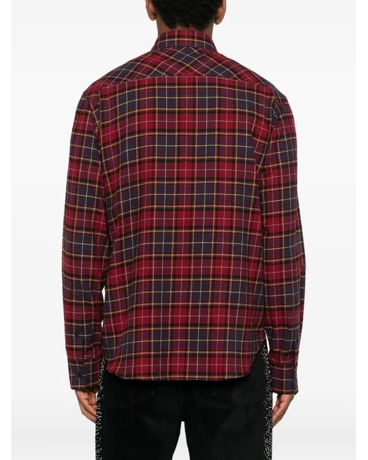 Off-White c/o Virgil Abloh Red Plaid Pattern Button-Up Shirt for men