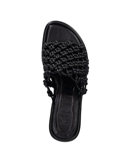 Souliers Martinez Black Sandales À Petit Talon Mariza À Effet Tressé