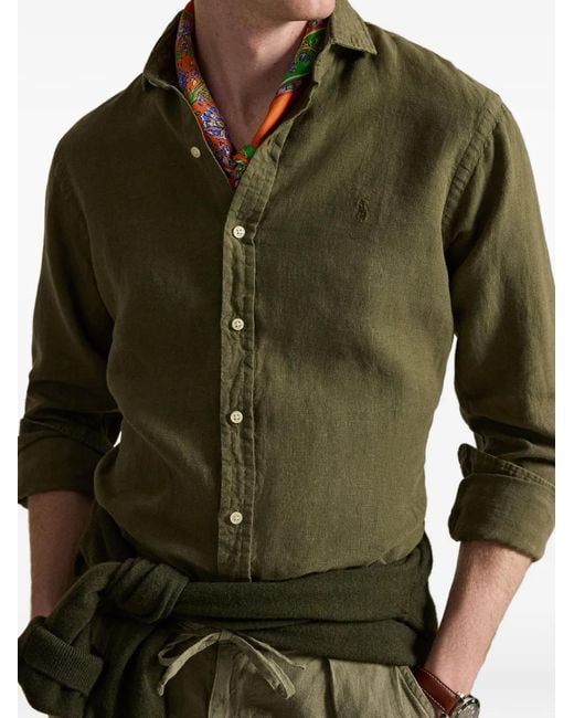 Polo Ralph Lauren Green Linen Shirt for men