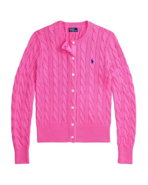 Polo Ralph Lauren Pink Cable-Knit Cotton Cardigan