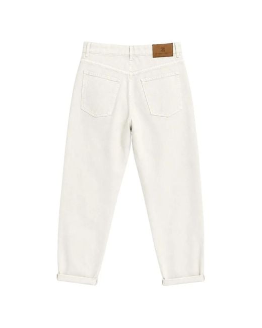 Brunello Cucinelli White Logo-Patch Jeans for men