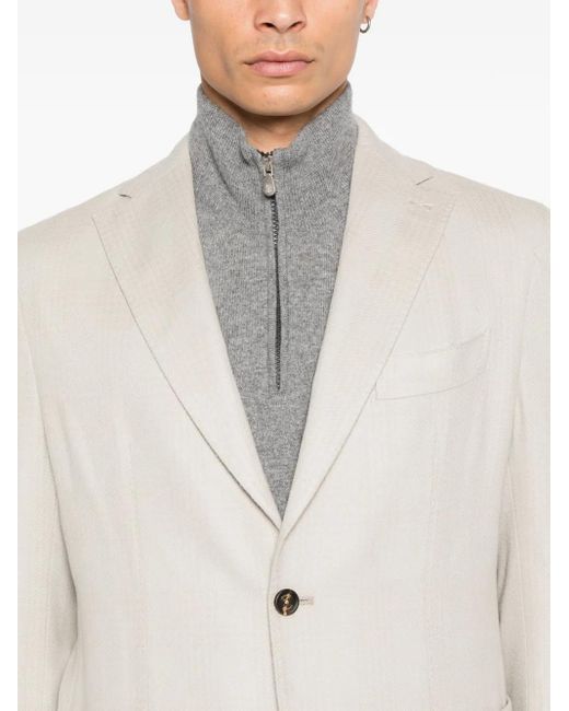 Eleventy White Patch-Pocket Single-Breasted Blazer for men