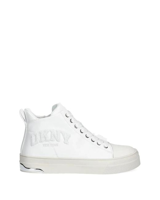 DKNY White Yaser Lace-Up Side-Zip Sneakers