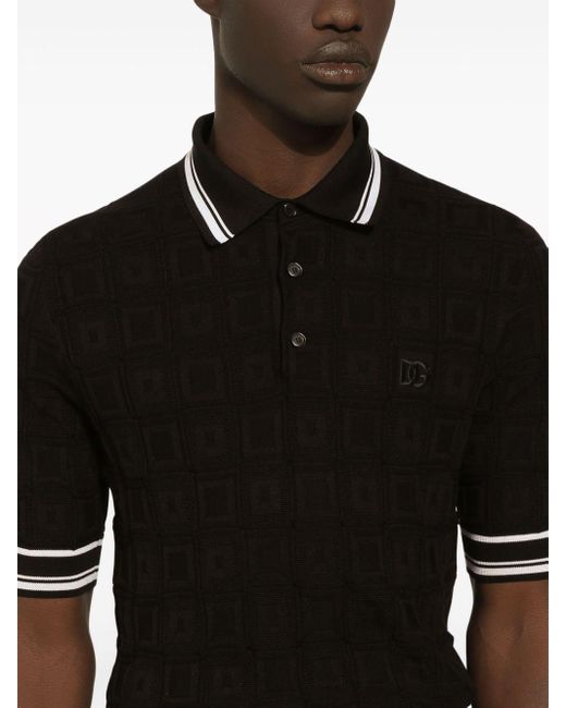 Dolce & Gabbana Black Logo-embroidered Polo Shirt for men