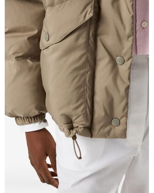 Miu Miu Natural Wattierte Jacke Mit Ringkragen