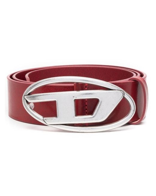 diesel logo lettering leather belt