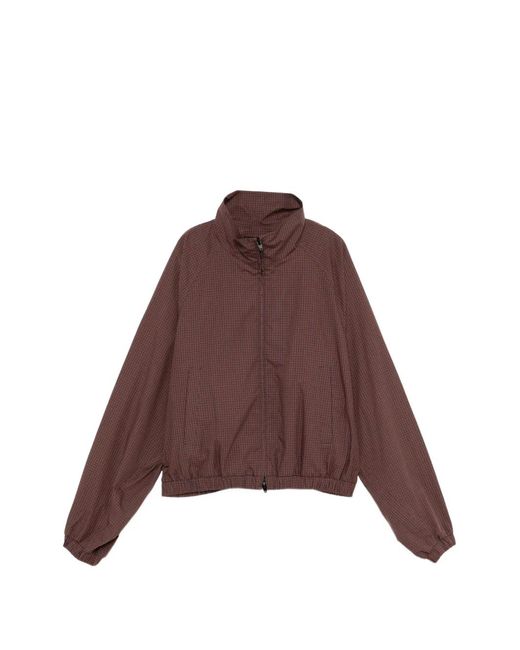 Juun.J Brown Check-Pattern Raglan-Sleeve Jacket