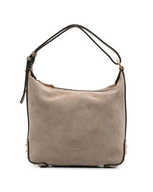 Tod's Gray Mini Studded-Embellished Tote Bag