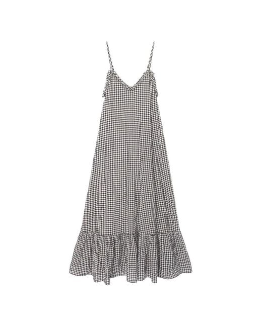 Xirena Gray Taytum Checked Ruffled Midi Dress
