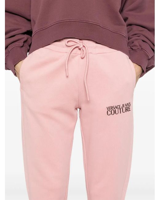 Versace Jeans Couture Pink Logo-Embroidered Track Pants