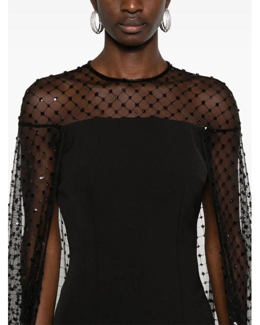 Nissa Black Sequin-Embellished Gown