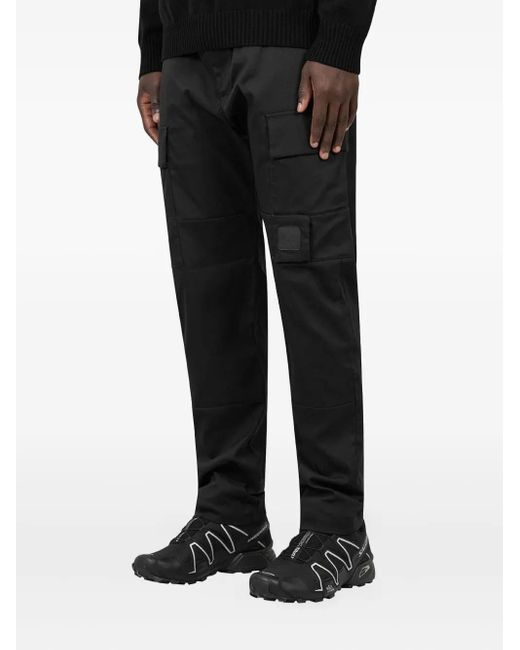 C P Company Black Cargo Patch-Pocket Trousers for men
