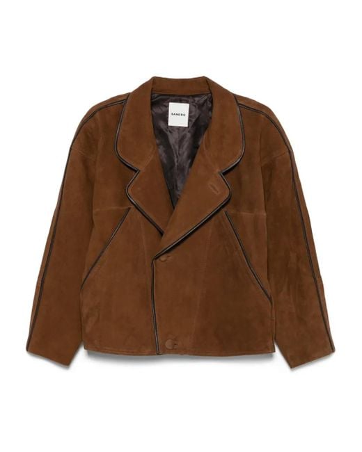Sandro Brown Oversized Suede Jacket