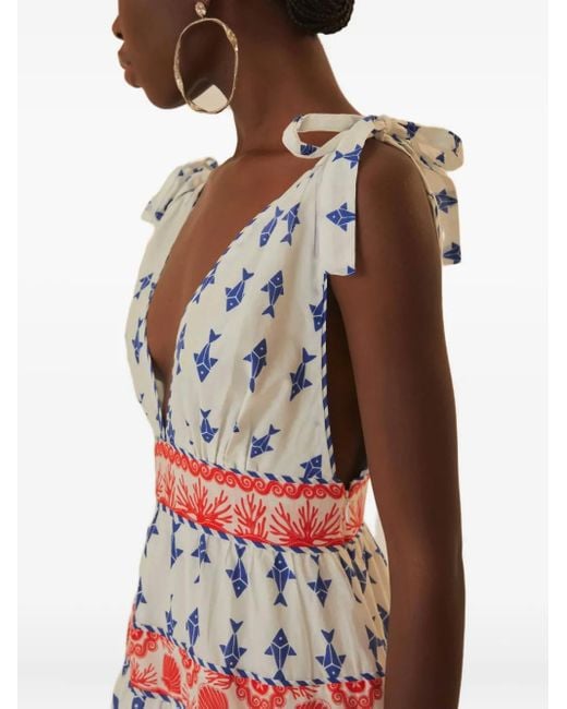 FARM Rio Fish-Print Tiered-Design Mini Dress | Lyst