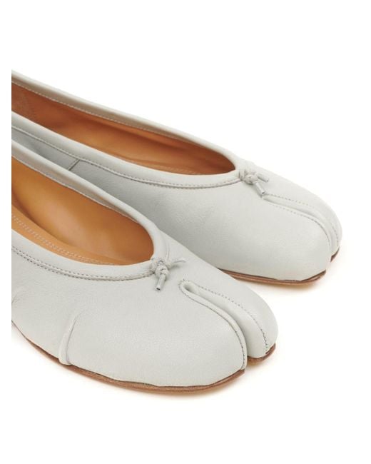 Maison Margiela White Tabi Leather Ballerina Shoes