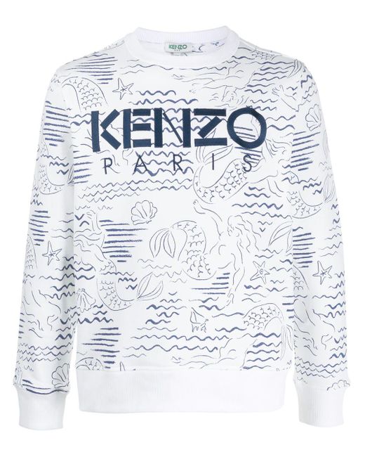 KENZO White Logo Print Sweatshirt for men