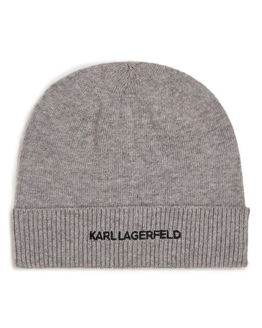 Karl Lagerfeld Gray Essential Beanie for men