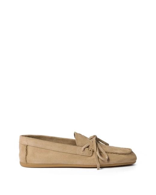 Miu Miu Natural Suede Deck Loafers