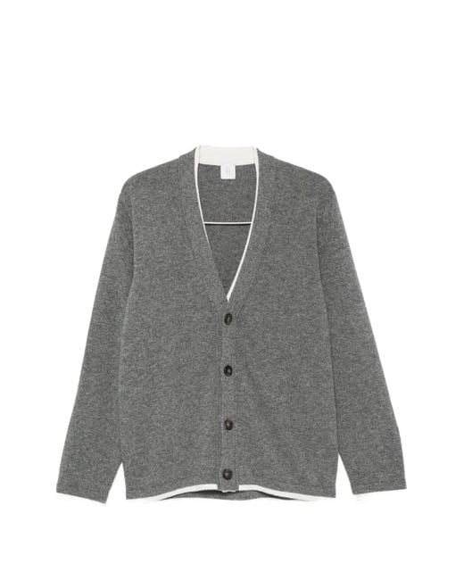 Eleventy Gray Contrast-Trim Cardigan for men